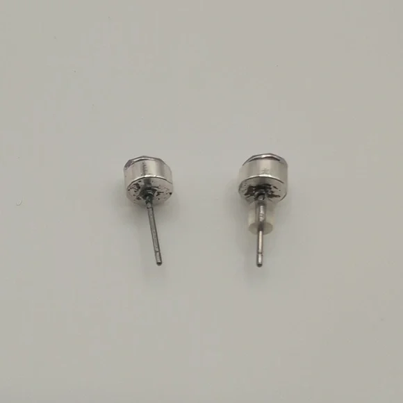 Silver Toned Purple Round Focus Stud Earring - Picture 6 of 7